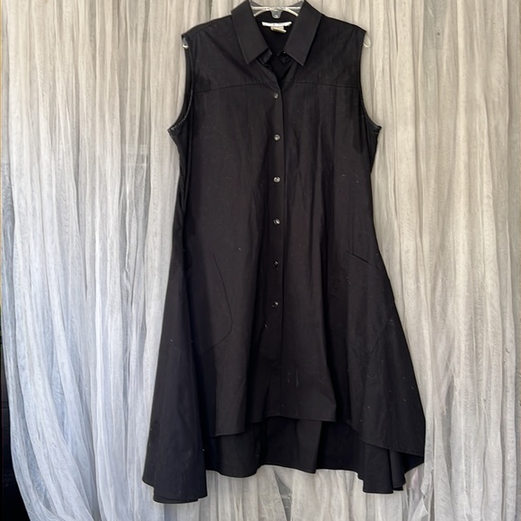 ⭐️ Z by Zelda black button up sleeveless color black mini dress pockets S - Picture 1 of 16